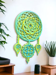 Dream Catcher Green Blue Colour - Wall Art, Gift Good Dreams, Boho