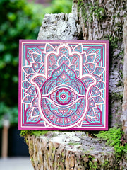 Evil Eye Hamsa Hand Square - 9 Layers