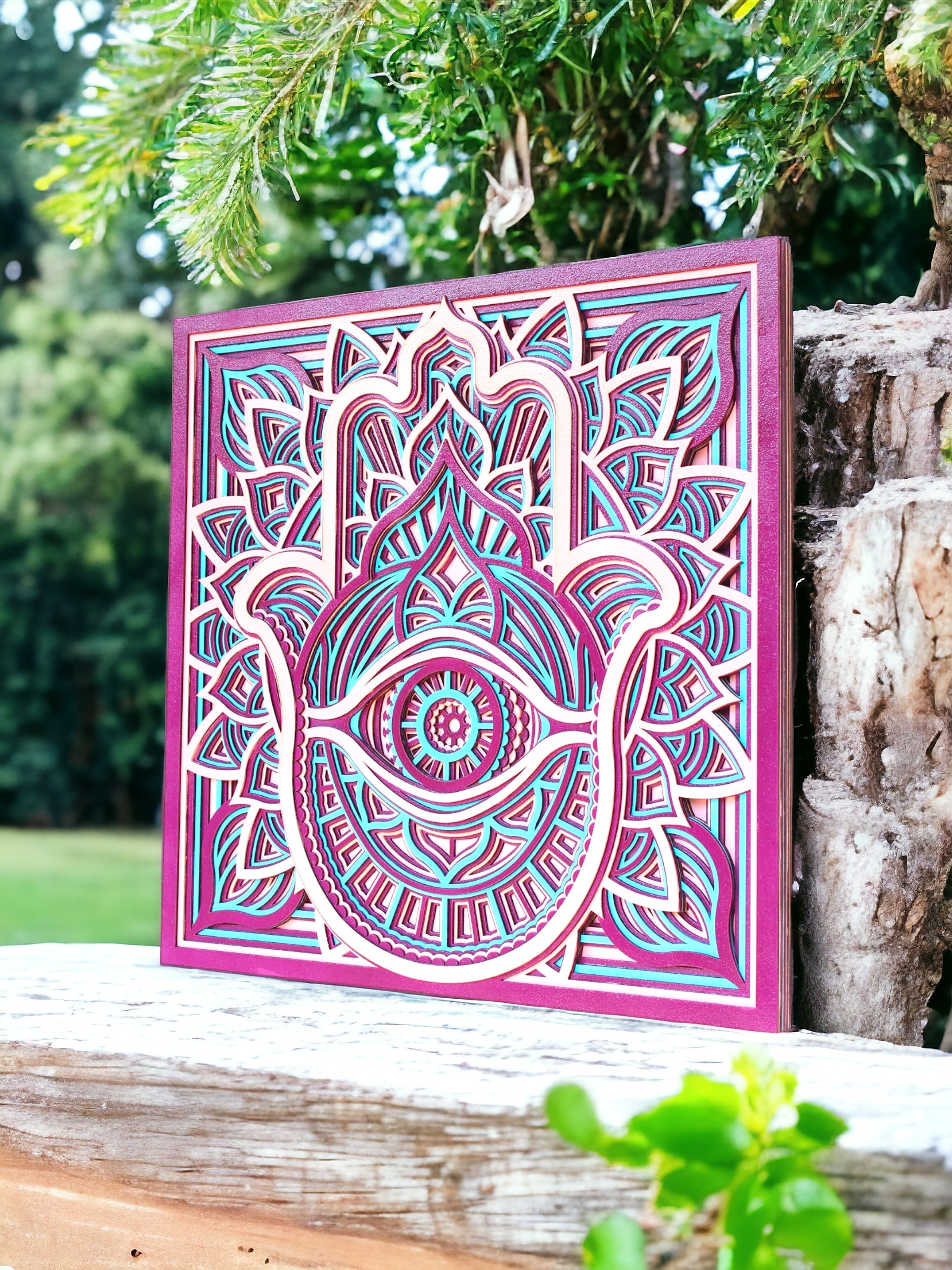 Evil Eye Hamsa Hand Square - 9 Layers