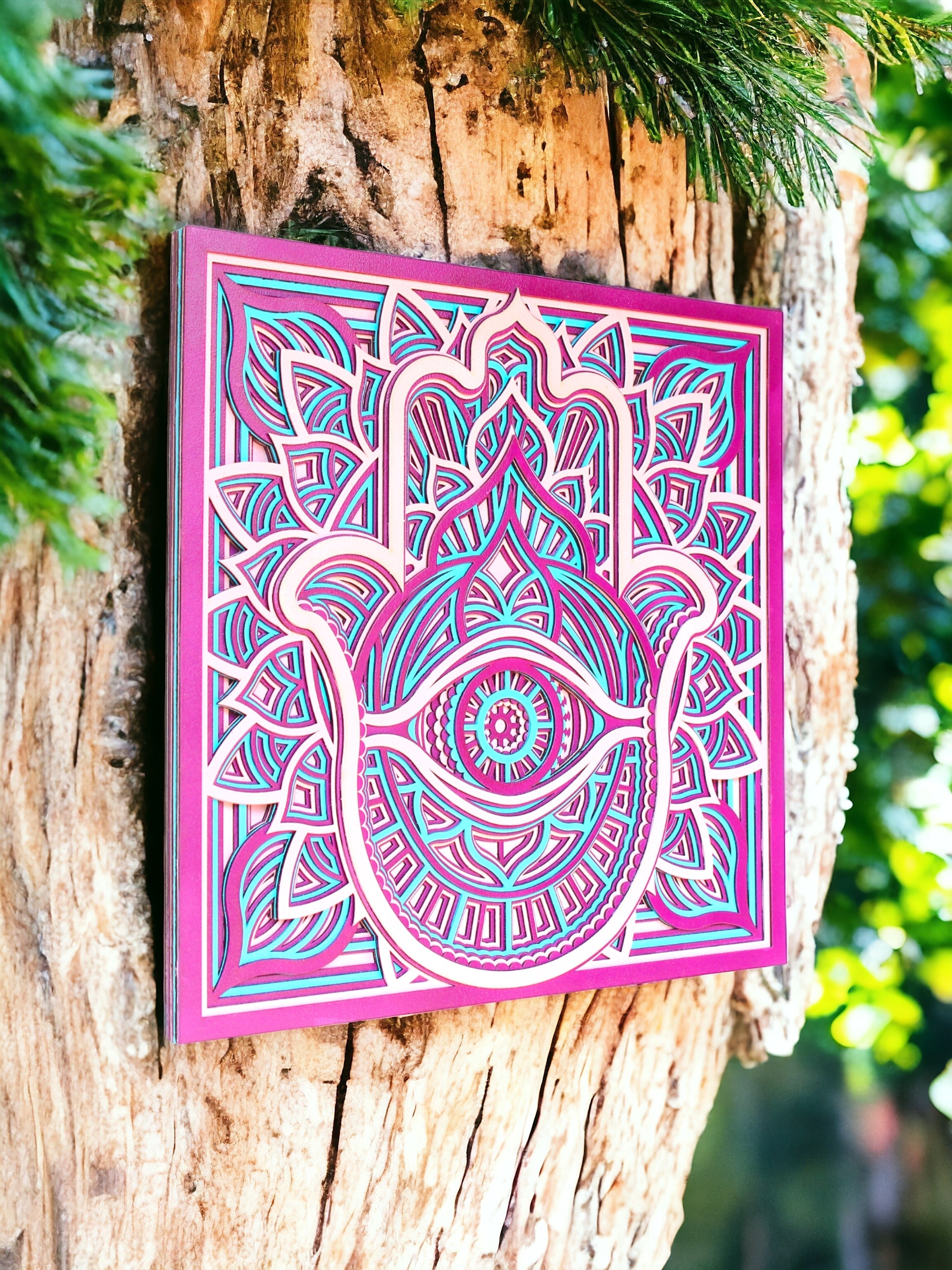 Evil Eye Hamsa Hand Square - 9 Layers