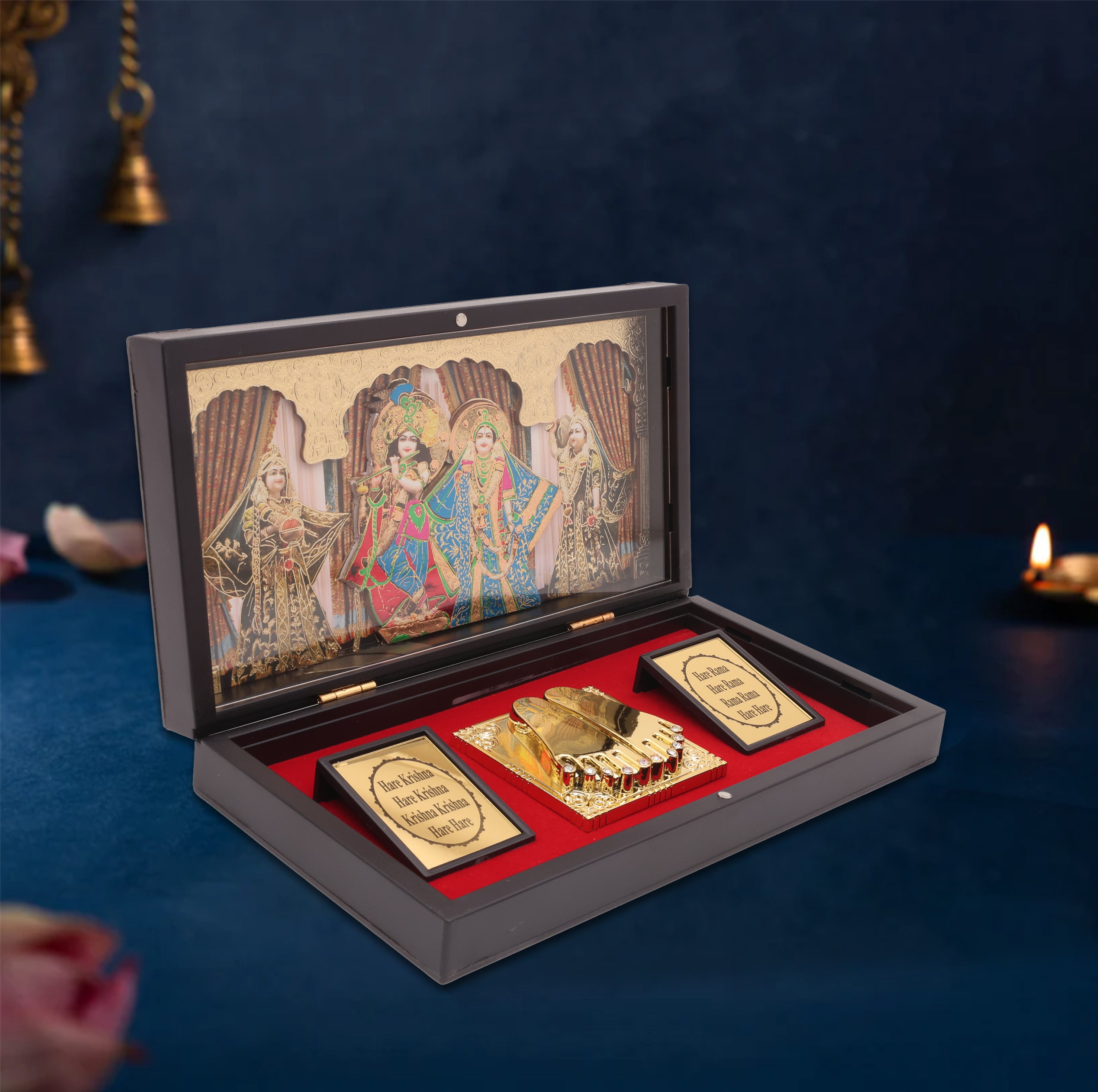 Radha Krishna Pocket Temple with Gopis – Miniature Mandir for Devotion & Harmony