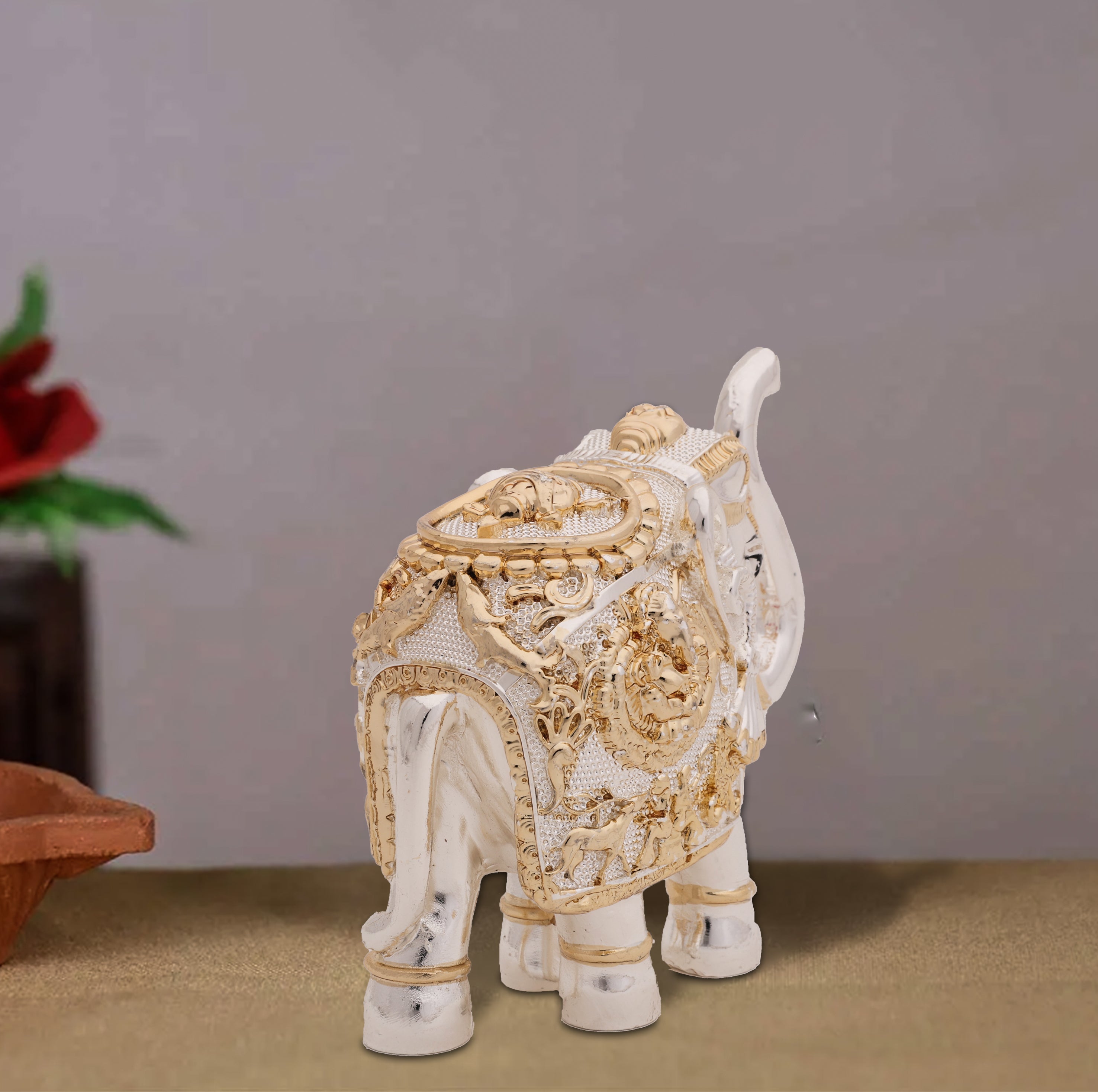 Original Gold Plated Trunk-Up Elephant Idol – 24 Carat Gold & Silver Electroplated | Makerz & Marvelz