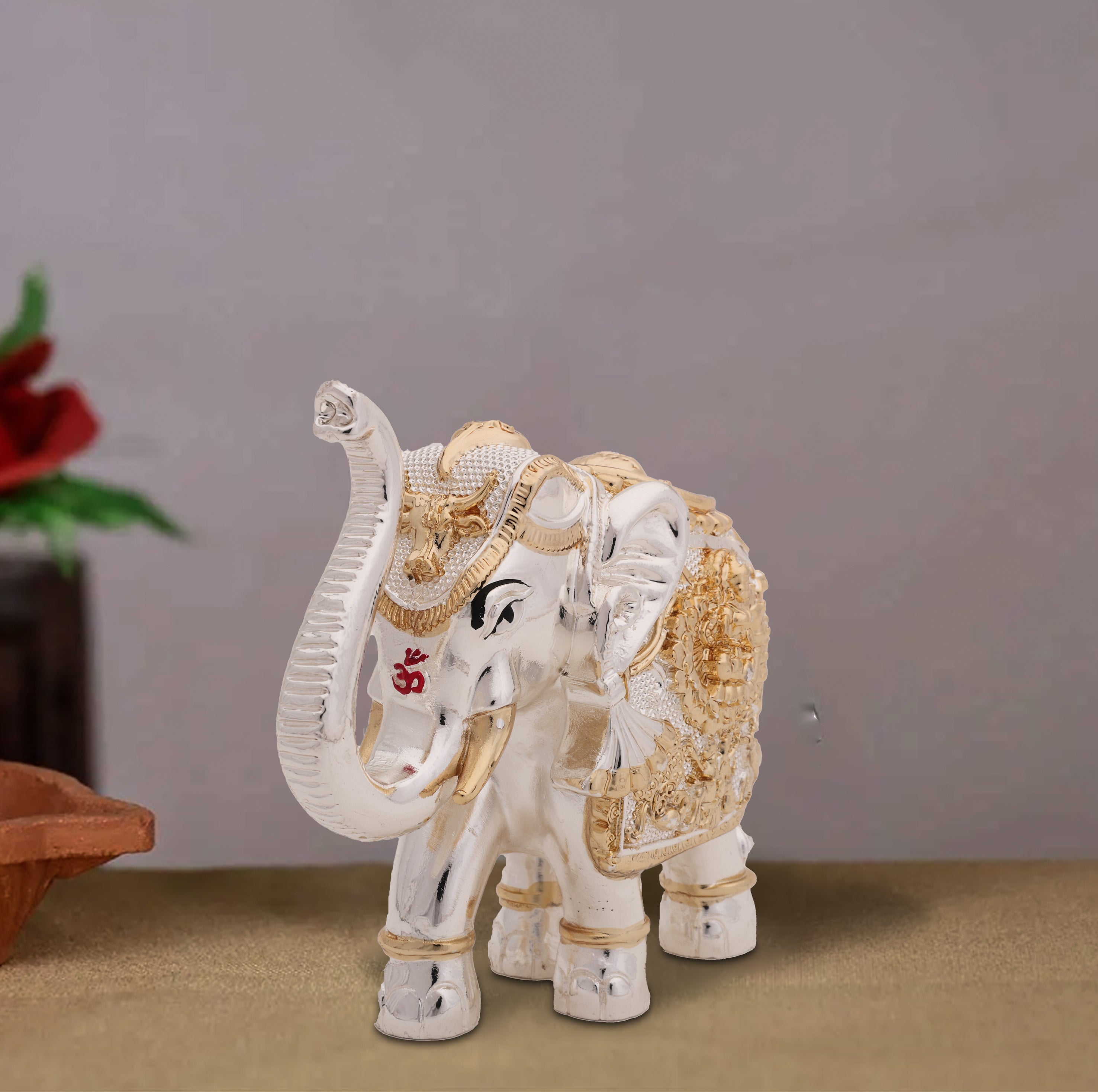 Original Gold Plated Trunk-Up Elephant Idol – 24 Carat Gold & Silver Electroplated | Makerz & Marvelz