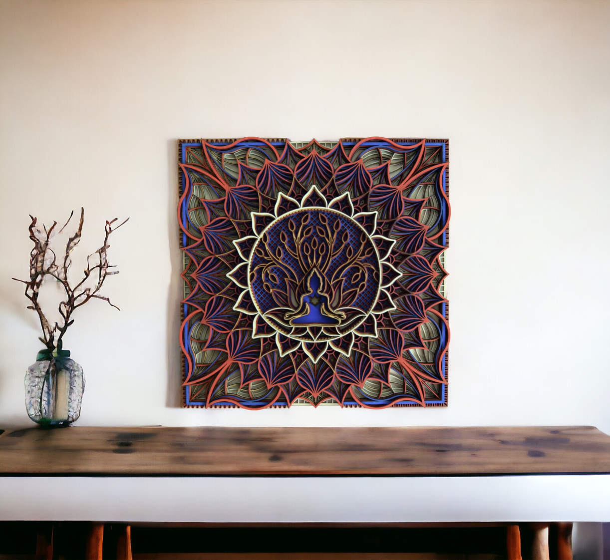 Budha With Tree Square - 9 Layers