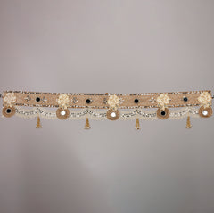Swarna Phool Toran – Golden Floral Door Hanging with Beads & Traditional Embroidery