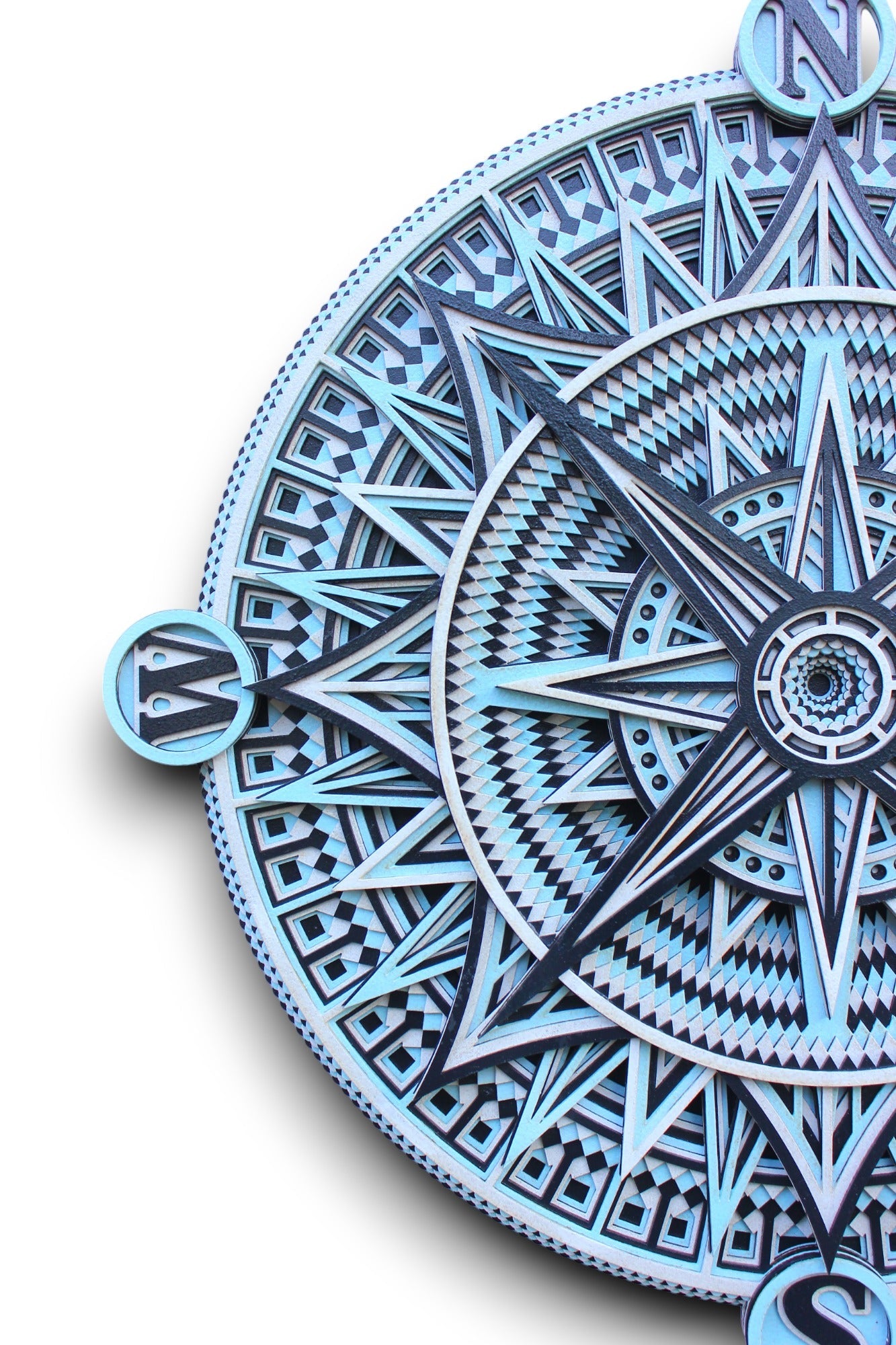 New Round Compass Wall Art - Handcrafted Rustic Boho Home Accent, Unique Gift, Wall Decor