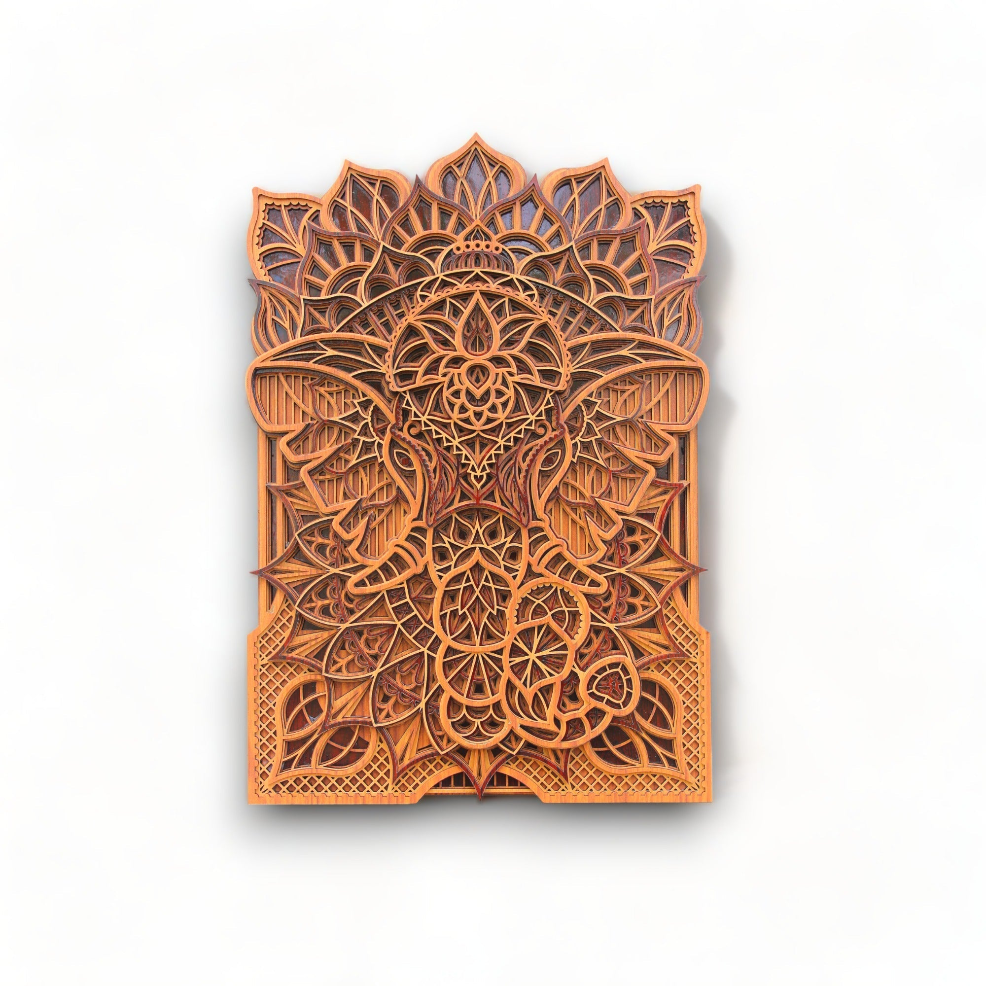 Elephant Traditional 3 Tome Rectangle -, Spiritual Wall Art, Meditation Altar Gift, Home Decor Wooden Wall Hanging, Animal Decor