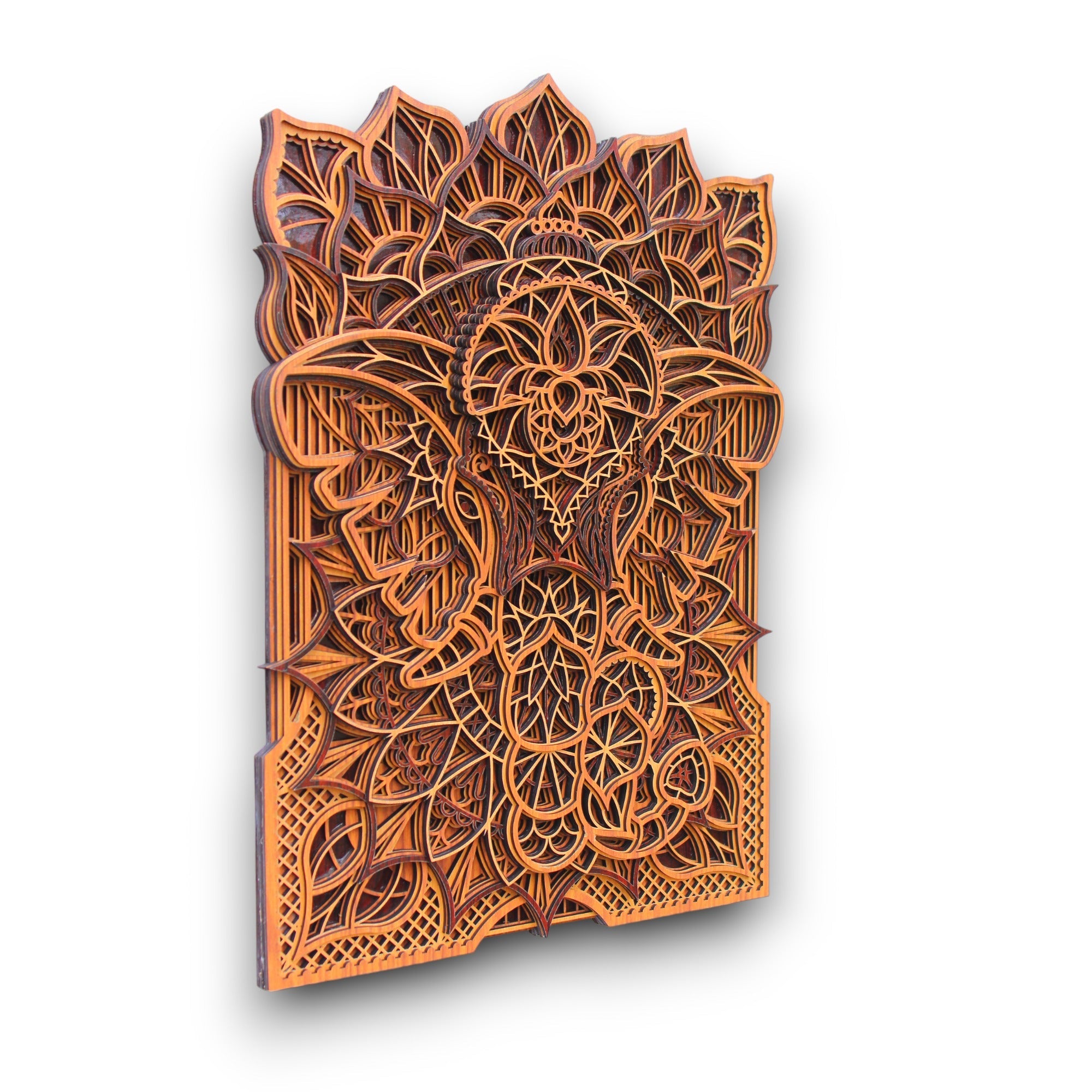 Elephant Traditional 3 Tome Rectangle -, Spiritual Wall Art, Meditation Altar Gift, Home Decor Wooden Wall Hanging, Animal Decor