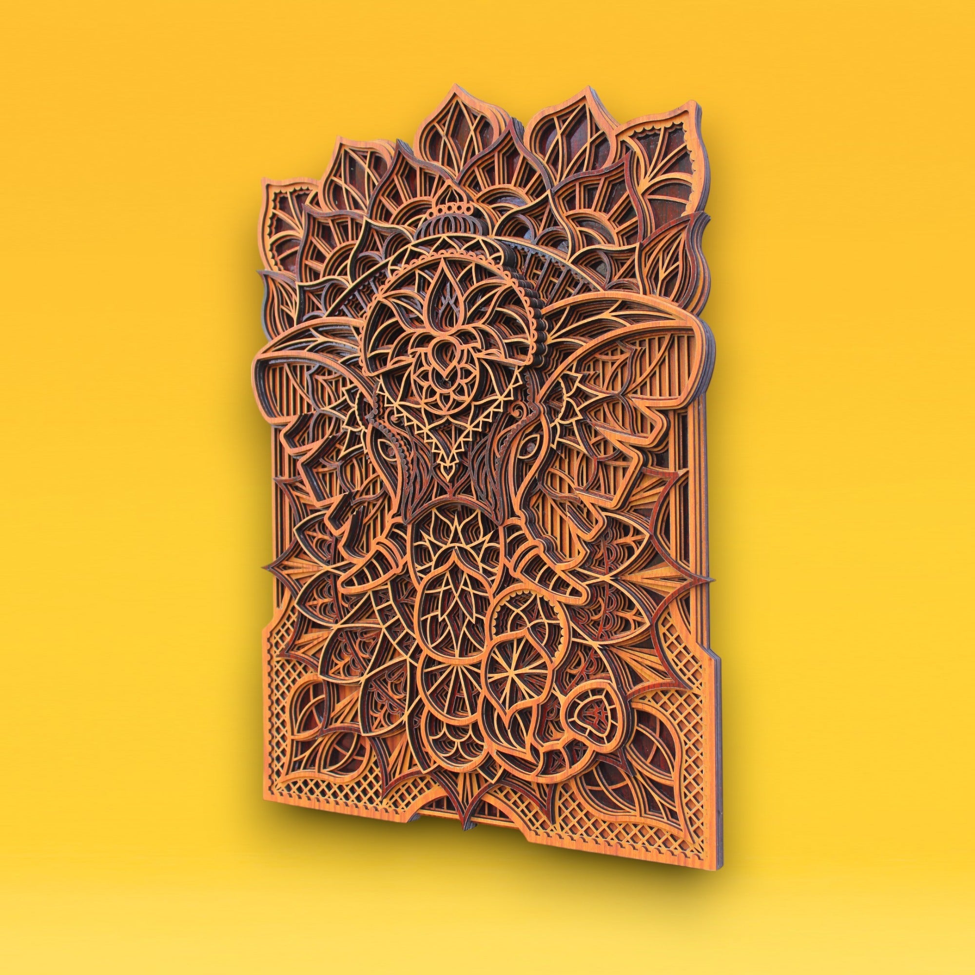 Elephant Traditional 3 Tome Rectangle -, Spiritual Wall Art, Meditation Altar Gift, Home Decor Wooden Wall Hanging, Animal Decor