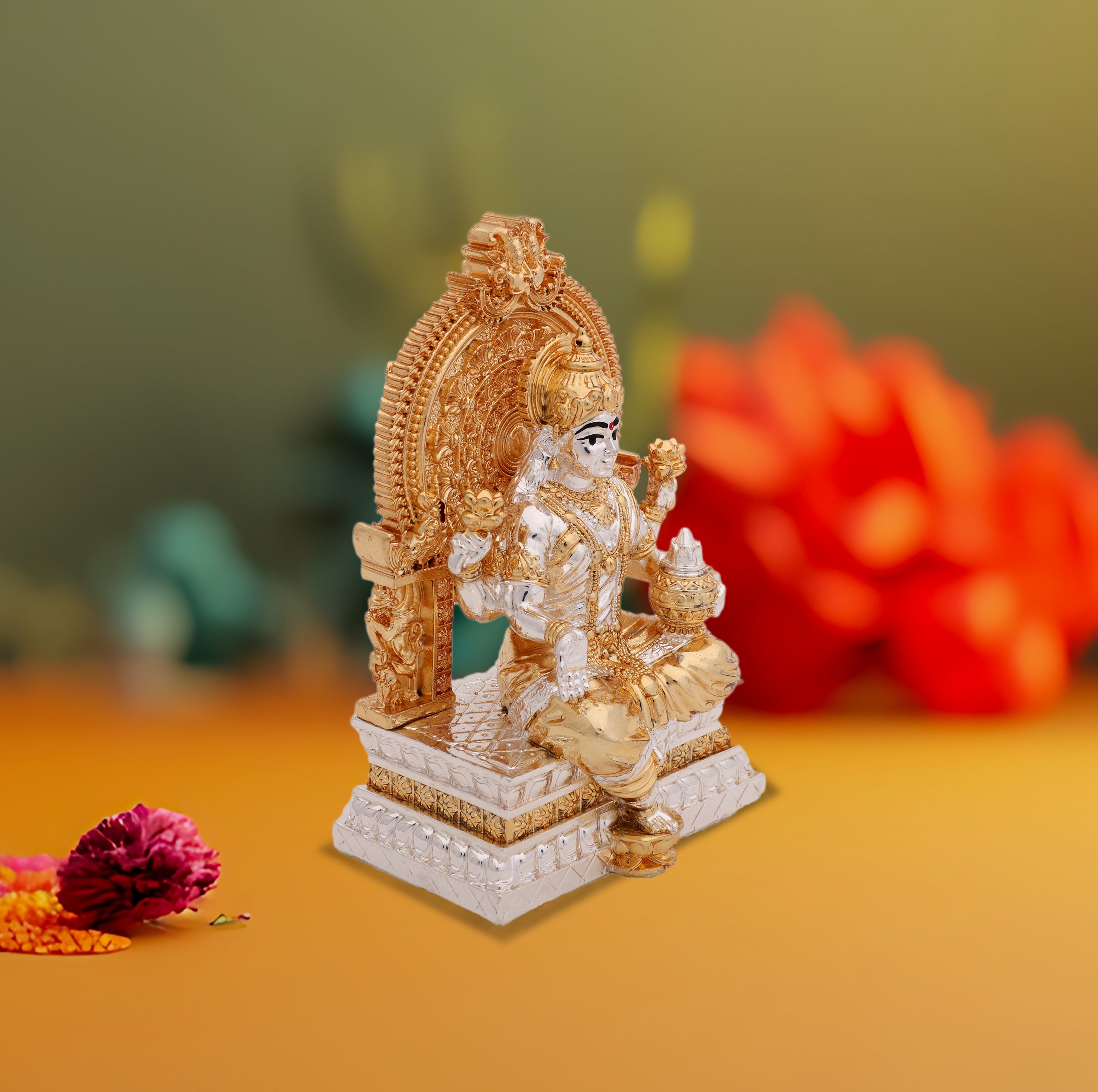 Goddess Laxmi Idol 24 Carat Gold & Silver Electroplated  – Handcrafted Pooja Decor for Prosperity & Wealth