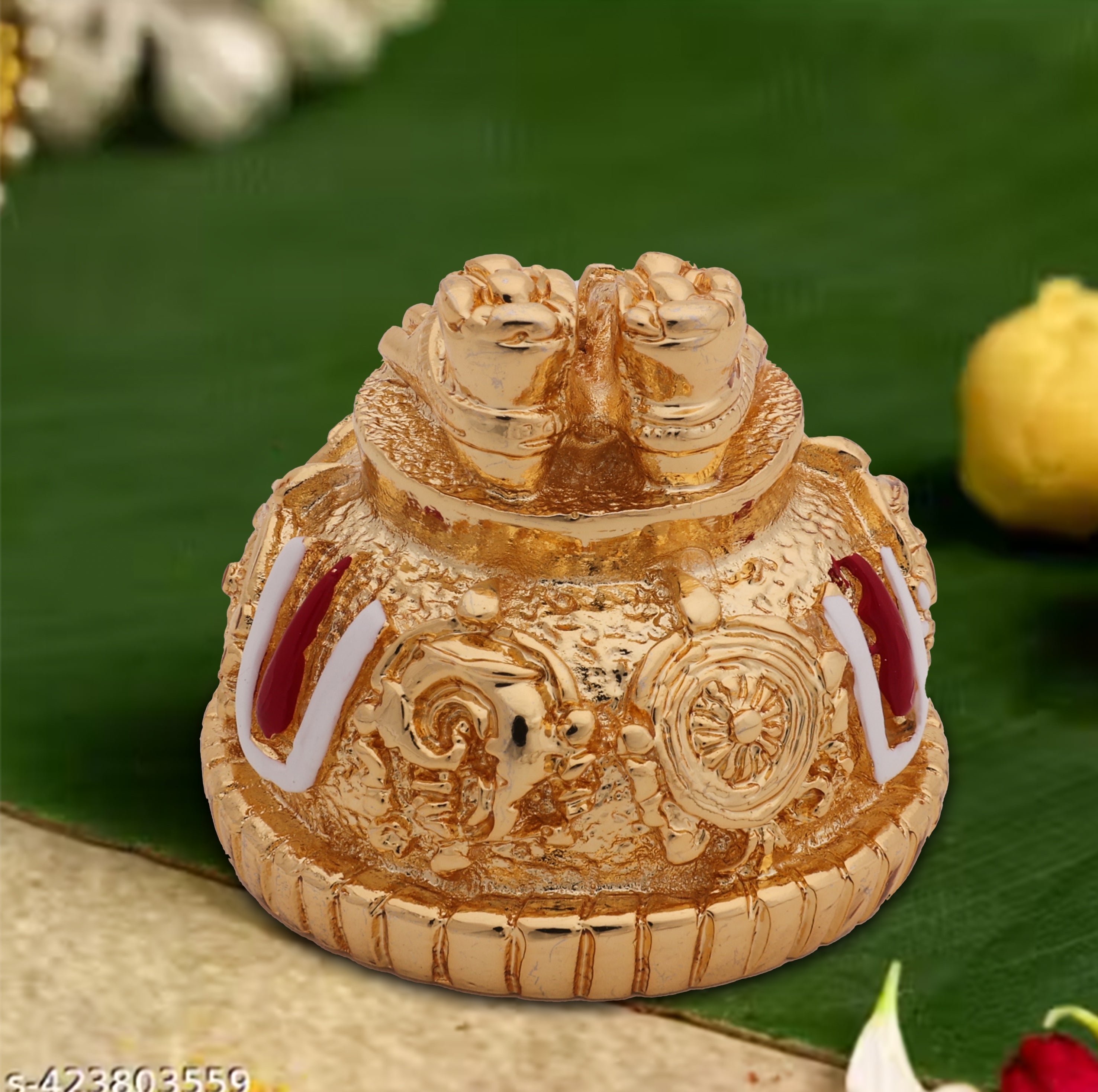 Lord Balaji Charan Paduka Idol – 24K Gold Electroplated Divine Feet for Pooja & Gifting