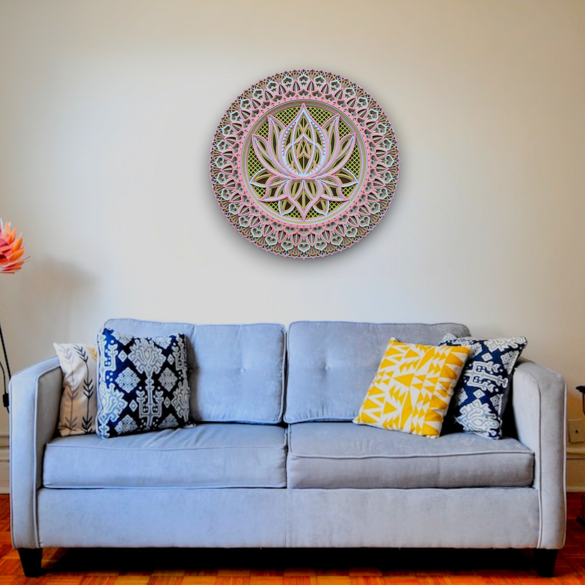 Peaceful Lotus Wooden Wall Art - 8 Layers
