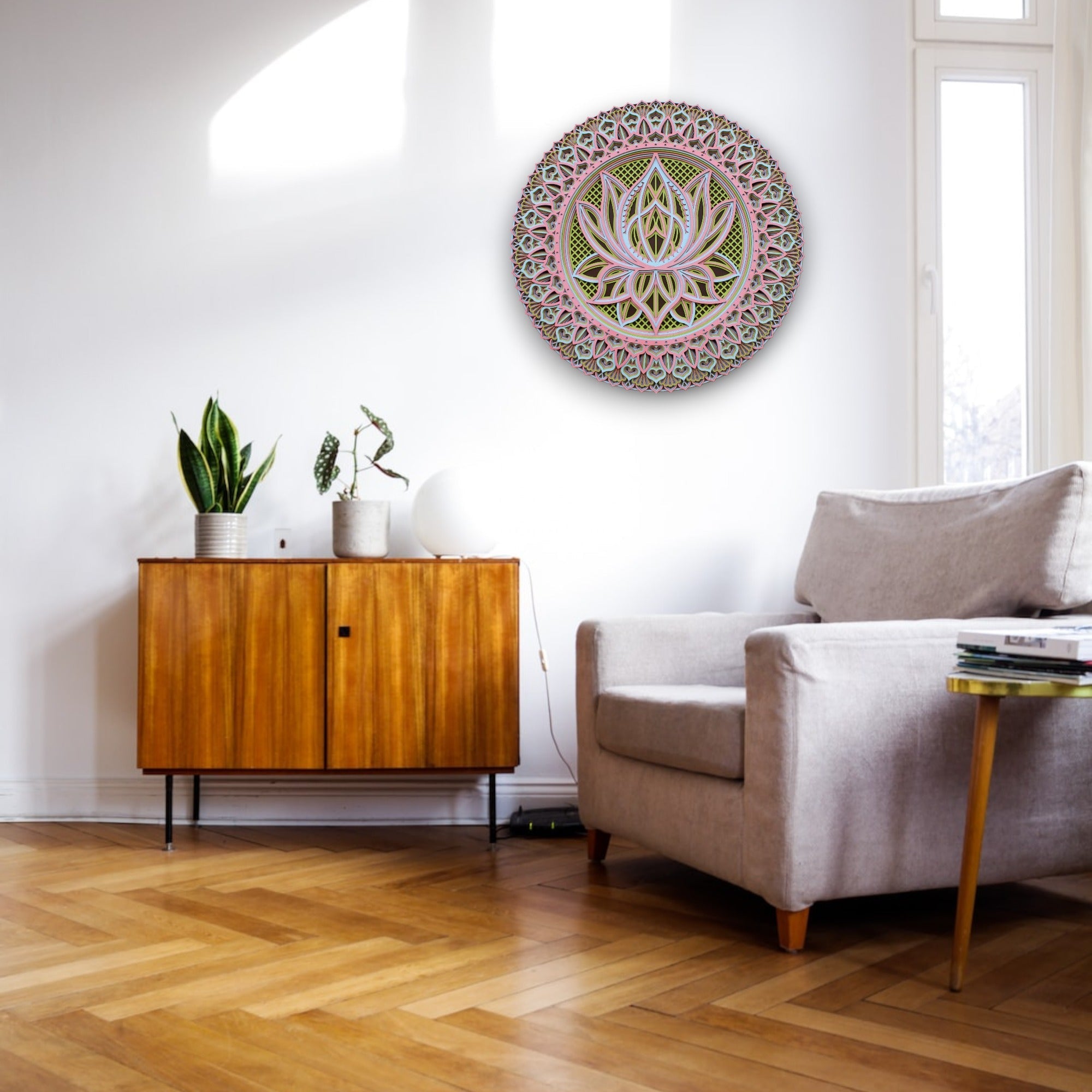 Peaceful Lotus Wooden Wall Art - 8 Layers