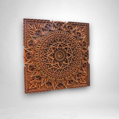 Square Traditional 3 tome Wooden Mandala Art Wall Hanging- Decor, Living room, Study, Studio, Gift