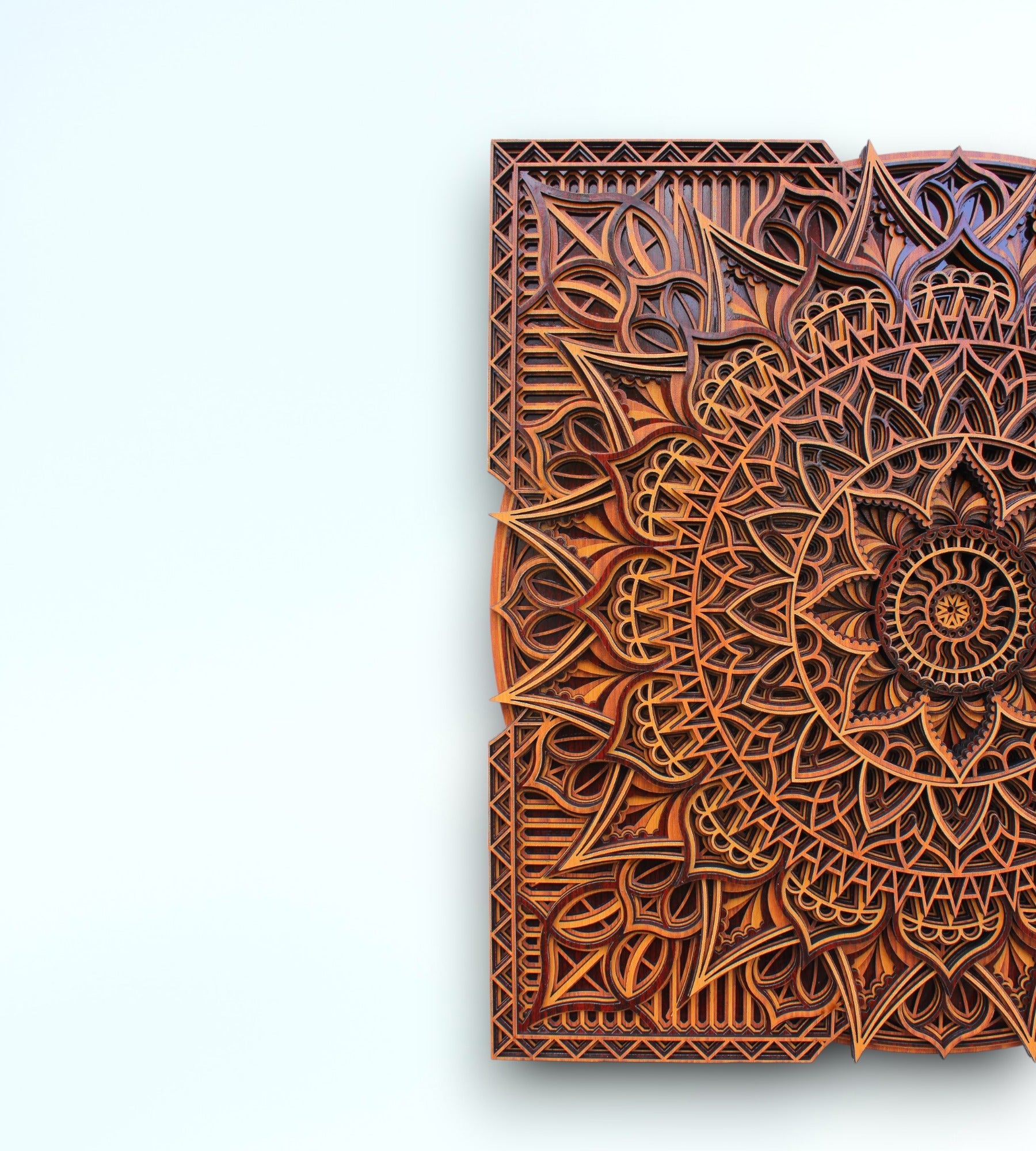 Square Traditional 3 tome Wooden Mandala Art Wall Hanging- Decor, Living room, Study, Studio, Gift