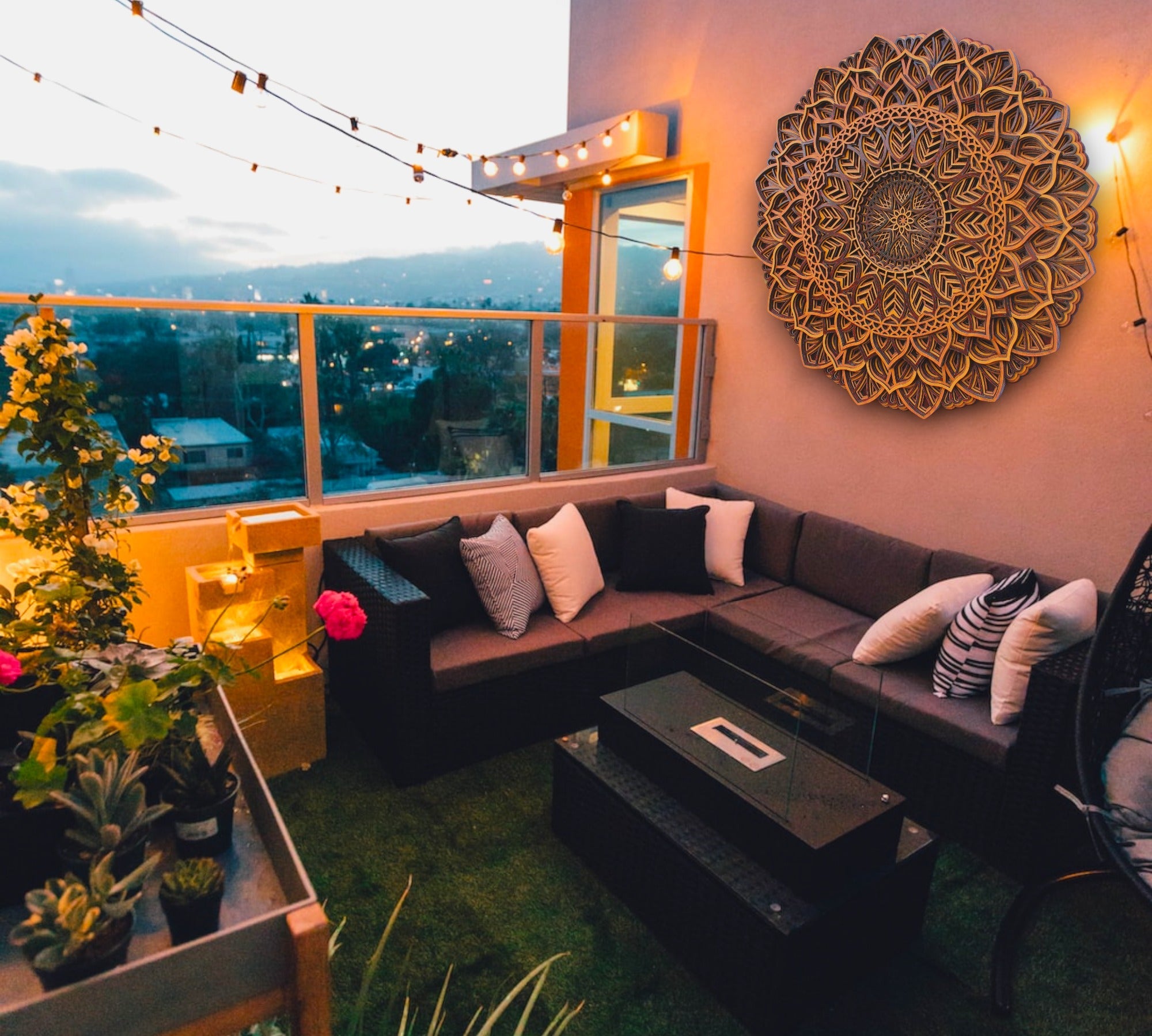 Traditional 3 tome Circle Wooden Mandala Wall Hanging, Perfect Decor, Meditation, Gift