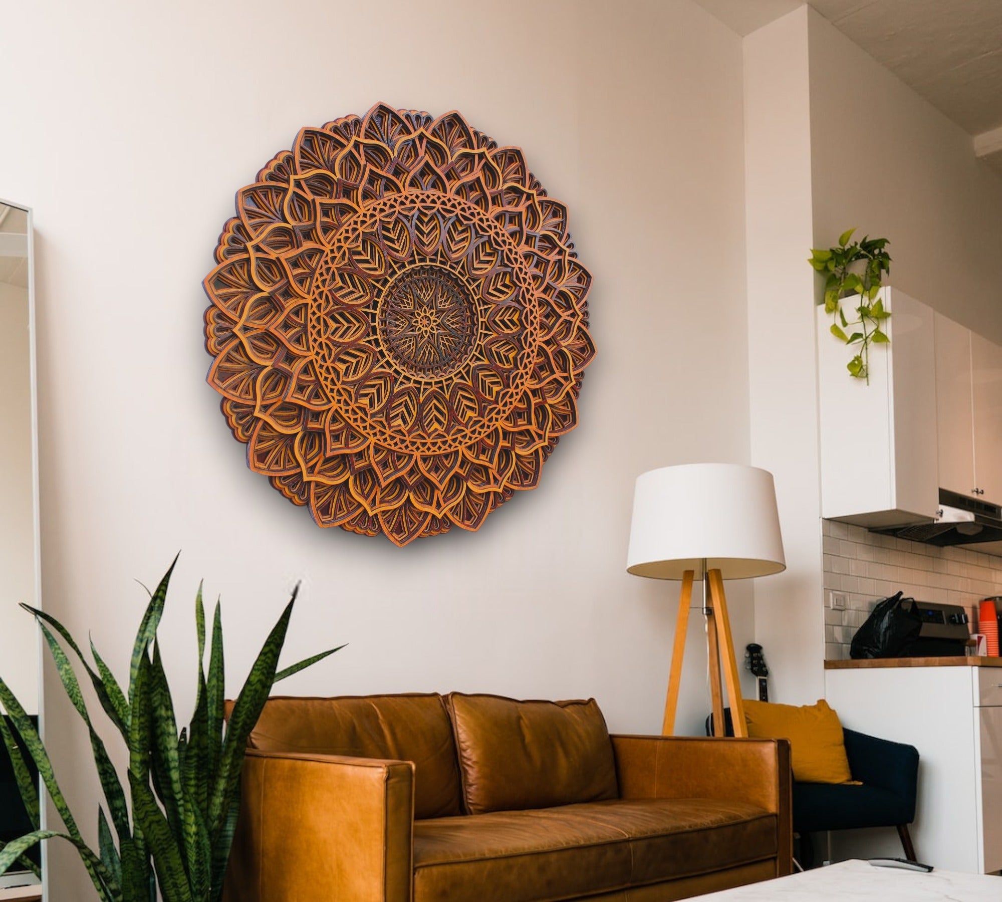 Traditional 3 tome Circle Wooden Mandala Wall Hanging, Perfect Decor, Meditation, Gift