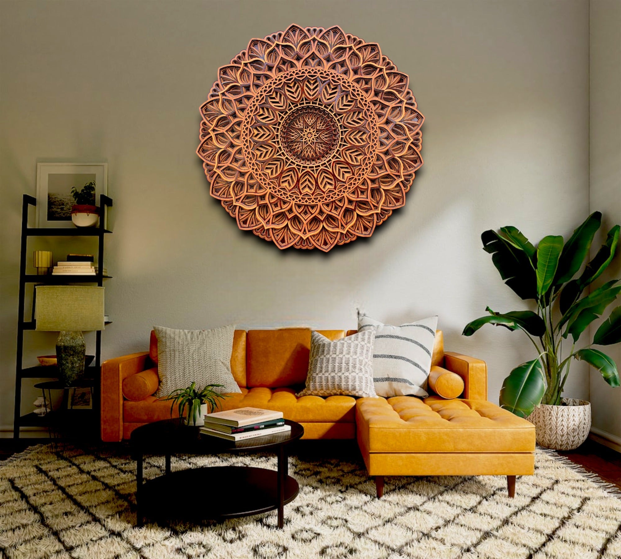 Traditional 3 tome Circle Wooden Mandala Wall Hanging, Perfect Decor, Meditation, Gift