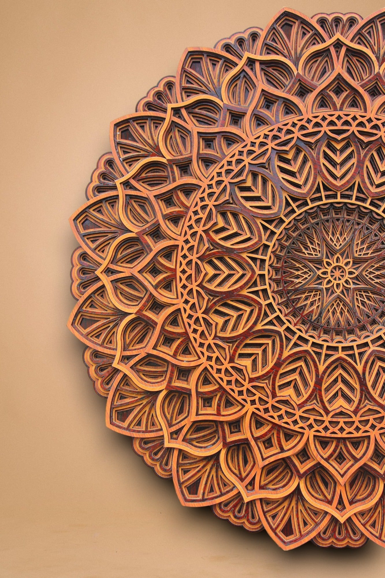 Traditional 3 tome Circle Wooden Mandala Wall Hanging, Perfect Decor, Meditation, Gift