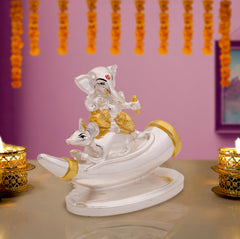 Lord Ganesha Idol with Elephant Tusk Motif– 24 Carat Gold & Silver Electroplated | Makerz & Marvelz
