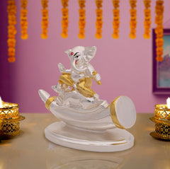 Lord Ganesha Idol with Elephant Tusk Motif– 24 Carat Gold & Silver Electroplated | Makerz & Marvelz