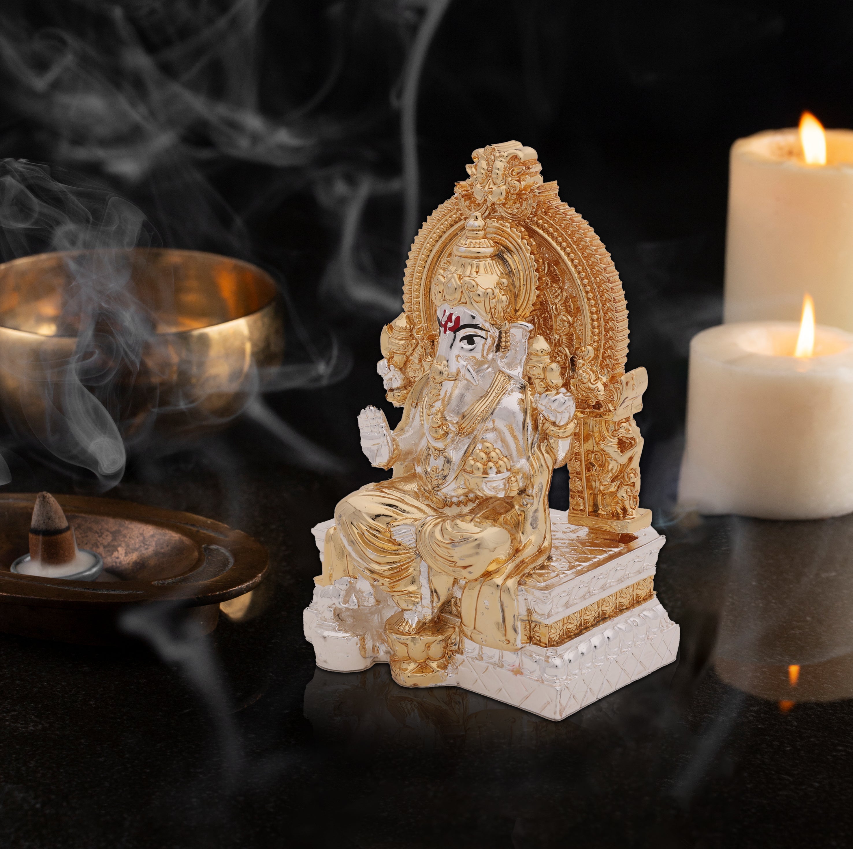 Divine Lord Ganesha Idol 24 Carat Gold & Silver Electroplated – Handcrafted Ganpati Murti for Pooja, Home & Gifting