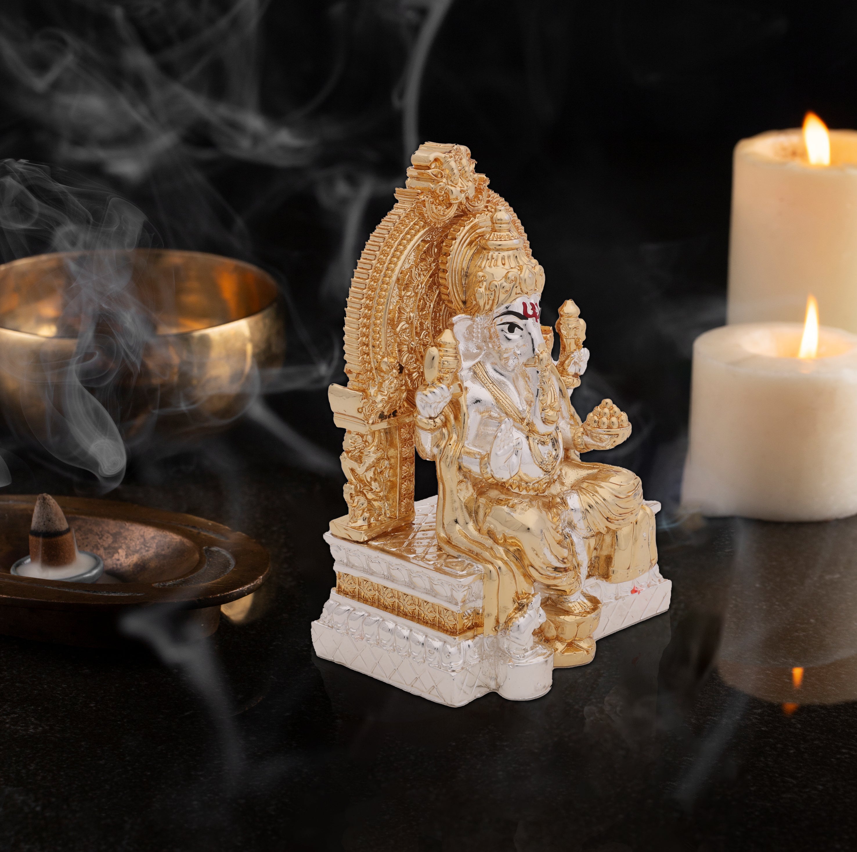 Divine Lord Ganesha Idol 24 Carat Gold & Silver Electroplated – Handcrafted Ganpati Murti for Pooja, Home & Gifting