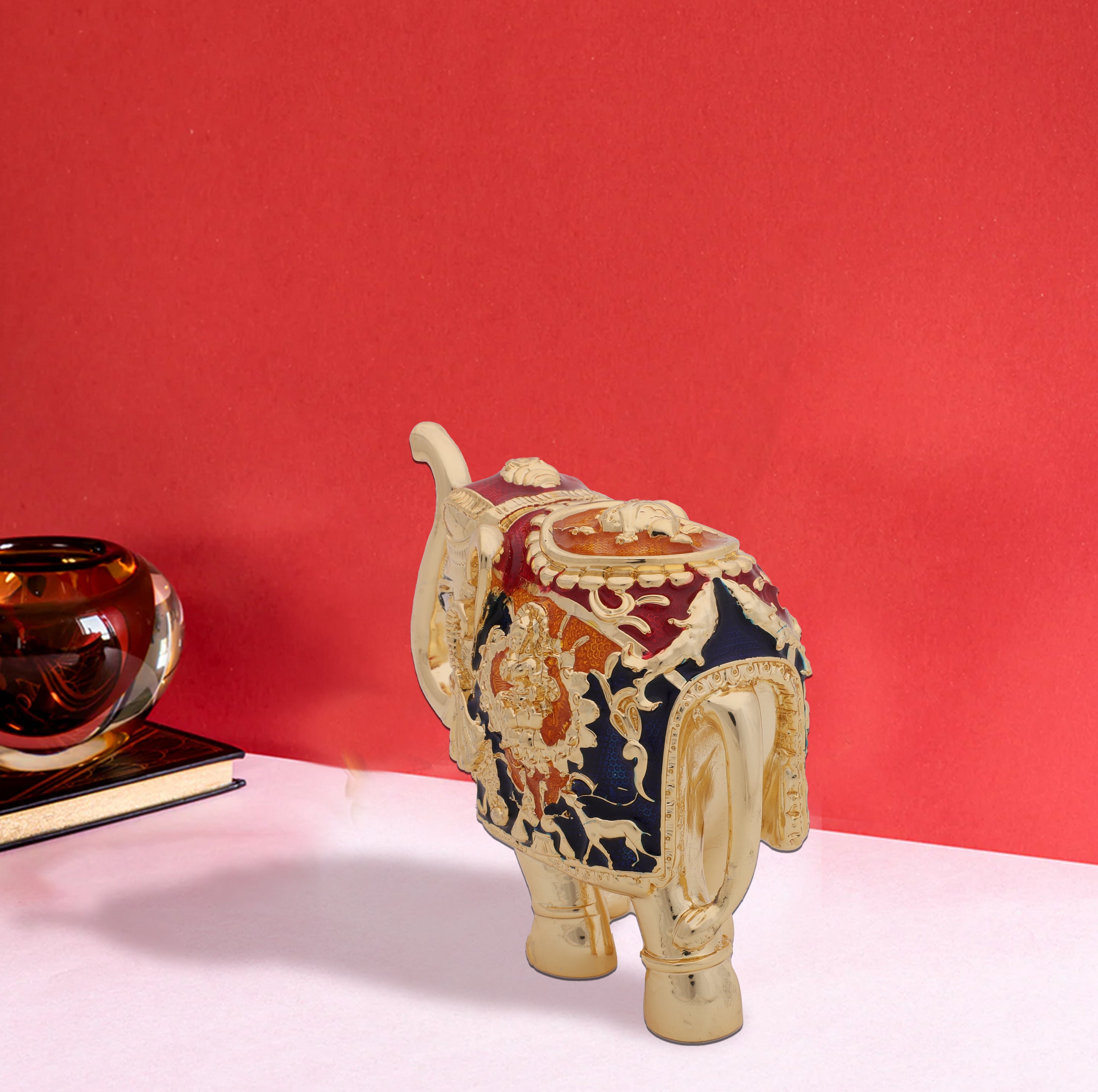 Elephant with Meenakari Work - 24 Carat SIlver &amp; Gold Electroplated | Makerz &amp; Marvelz