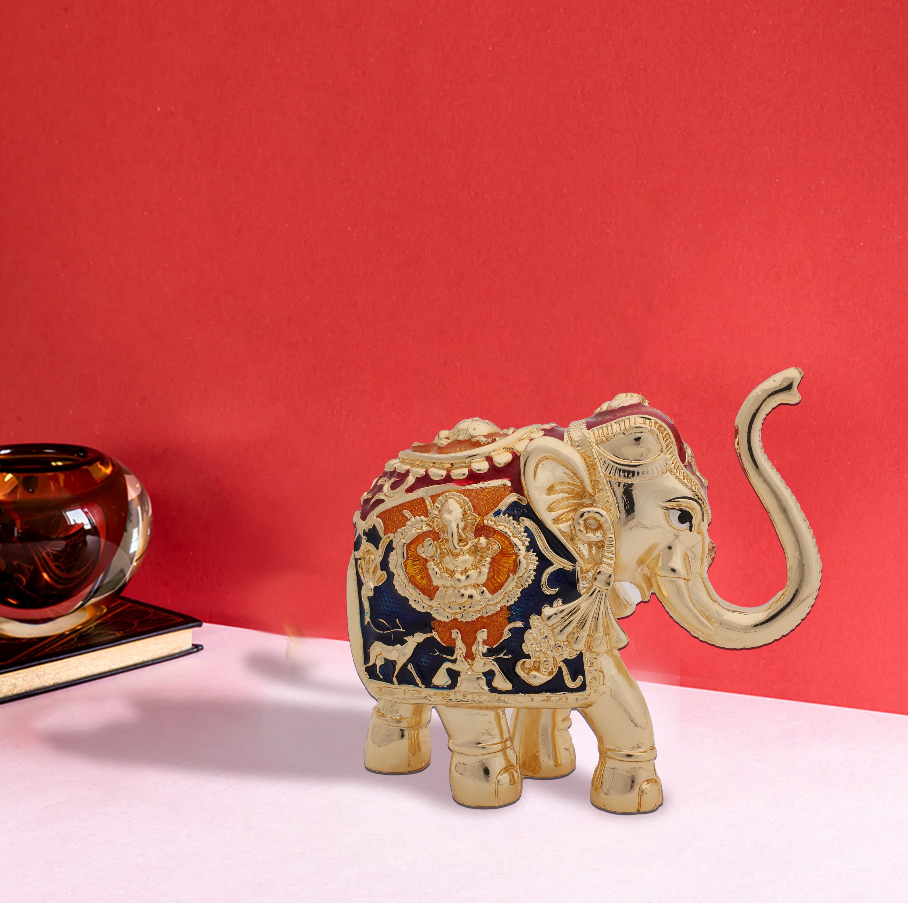 Elephant with Meenakari Work - 24 Carat SIlver &amp; Gold Electroplated | Makerz &amp; Marvelz