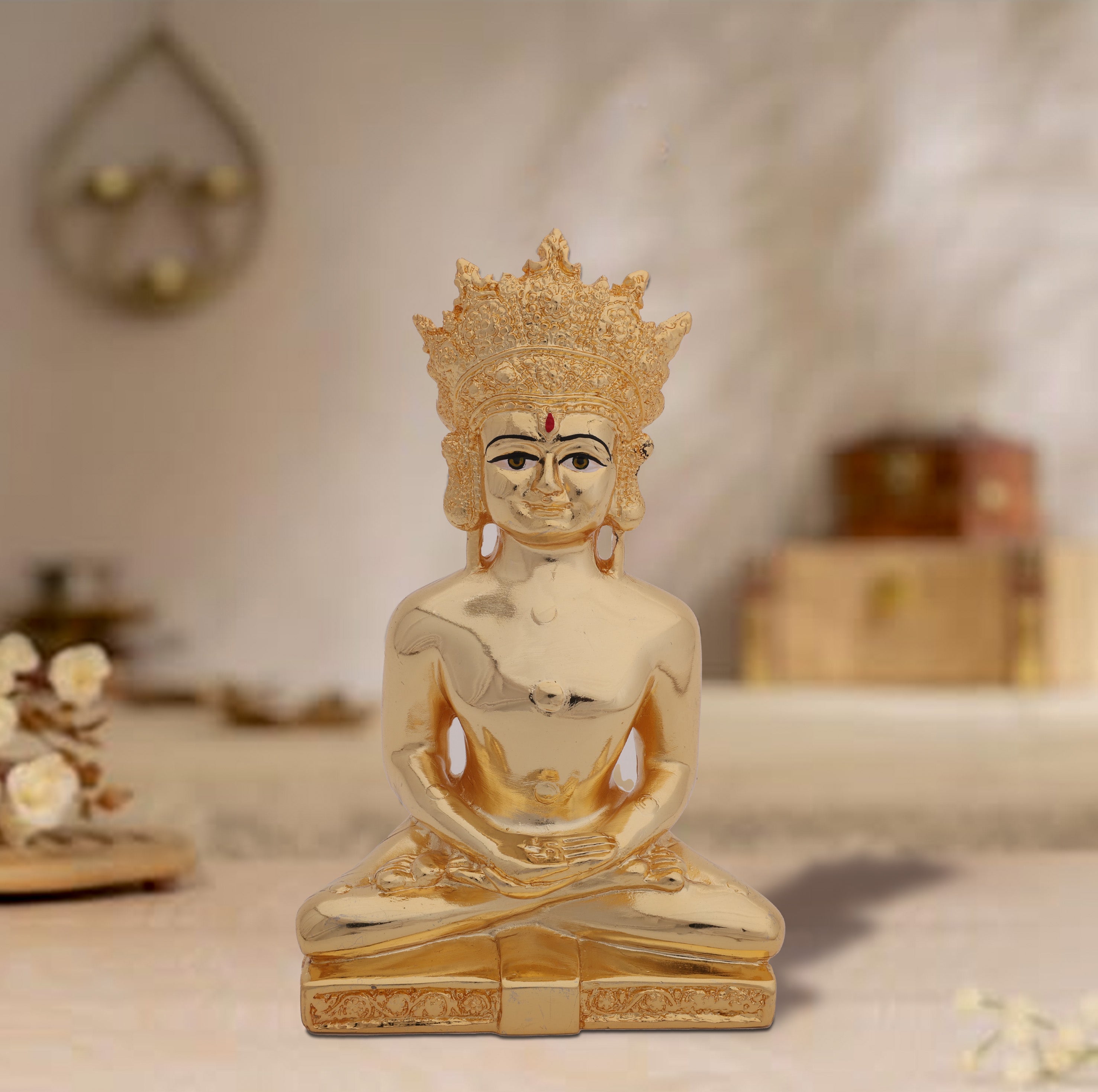 Lord Mahavir Idol in Meditative Pose – 24 Carat Gold Electroplated | Makerz & Marvelz
