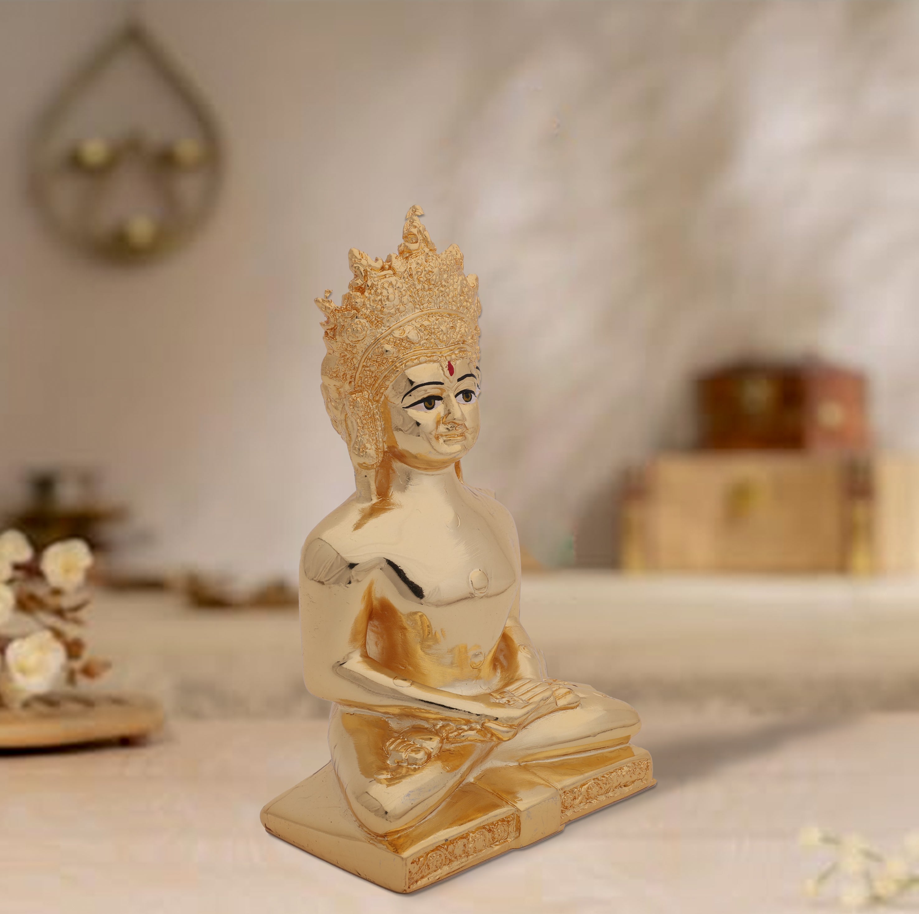 Lord Mahavir Idol in Meditative Pose – 24 Carat Gold Electroplated | Makerz & Marvelz