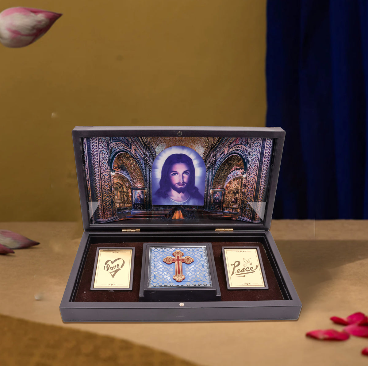 Jesus Christ Pocket Temple – Portable Christian Mini Shrine with Cross