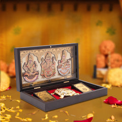 Lakshmi Ganesh Saraswati Pocket Temple with Vastu Tortoise – Mini Mandir for Prosperity & Wisdom