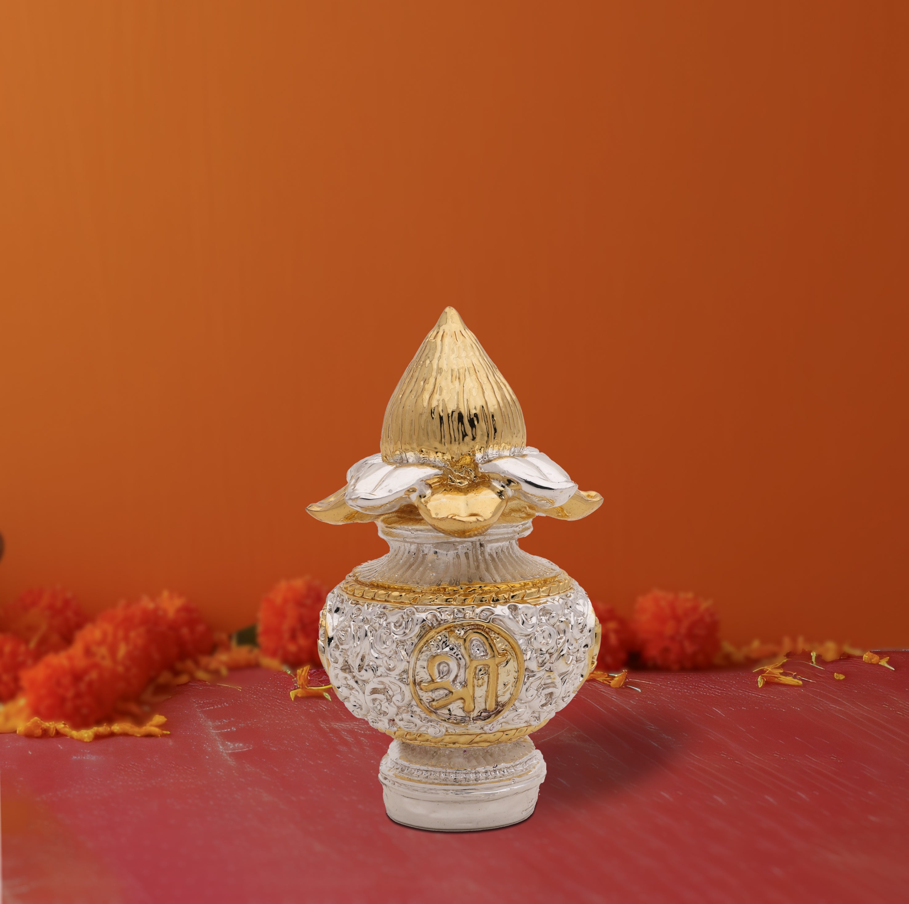 Pure Silver Coated Shree Kalash – 24 Carat Gold & Silver Electroplated | Makerz & Marvelz