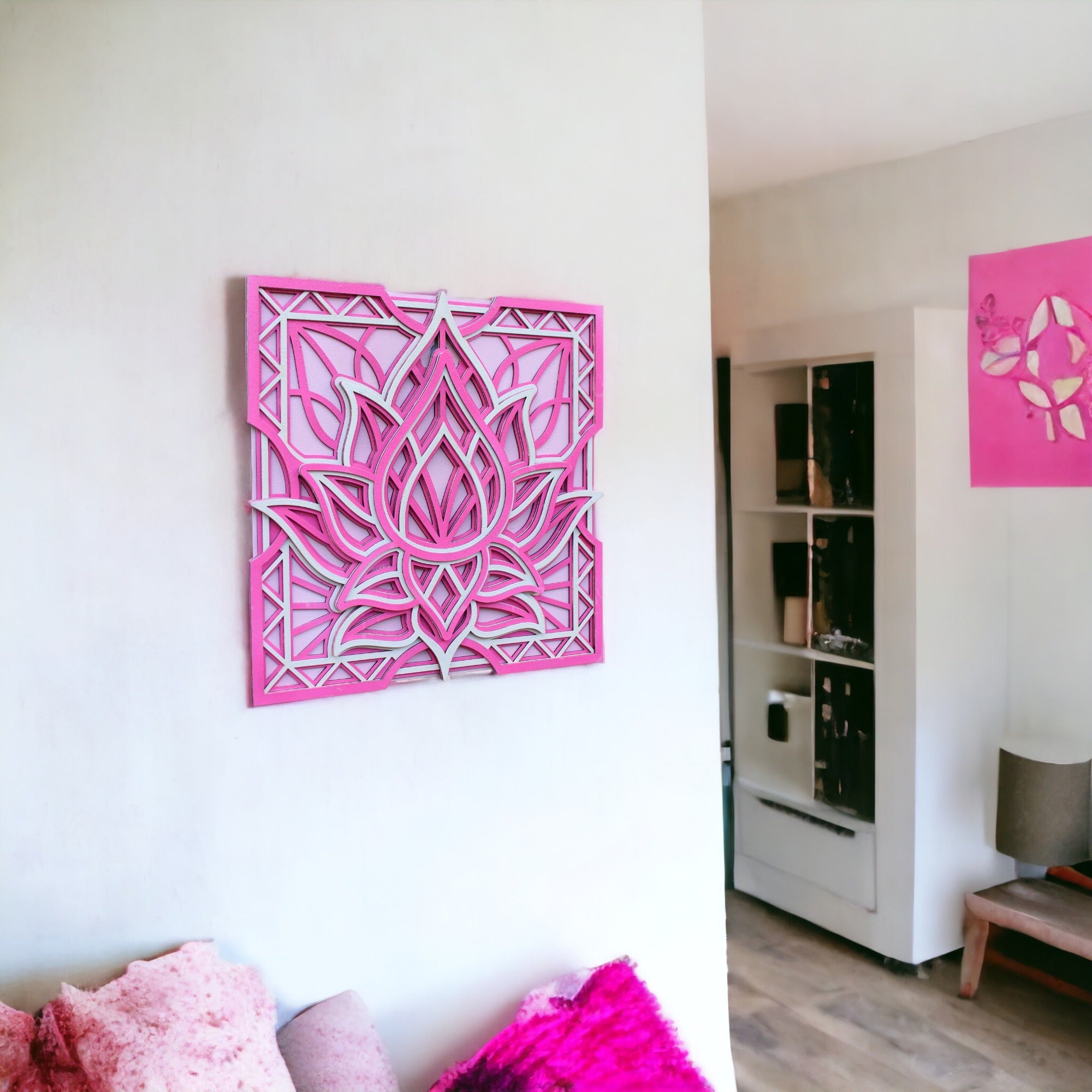 Pink Lotus Mandala Wall Hanging, Peace, Home Decor, Living room, Meditation room