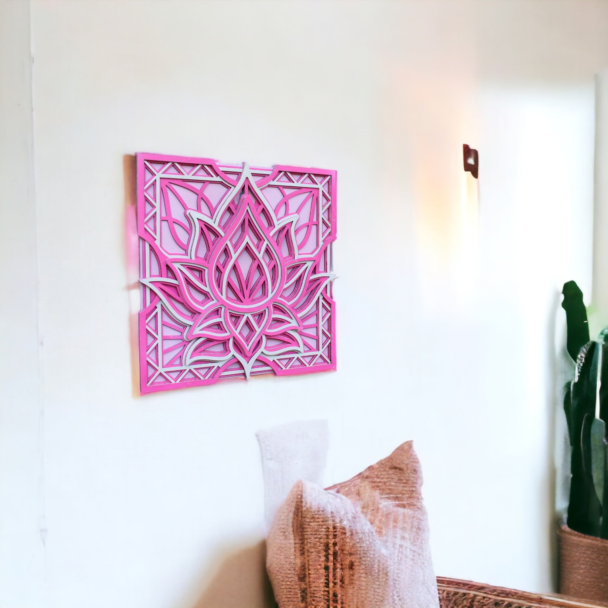 Pink Lotus Mandala Wall Hanging, Peace, Home Decor, Living room, Meditation room