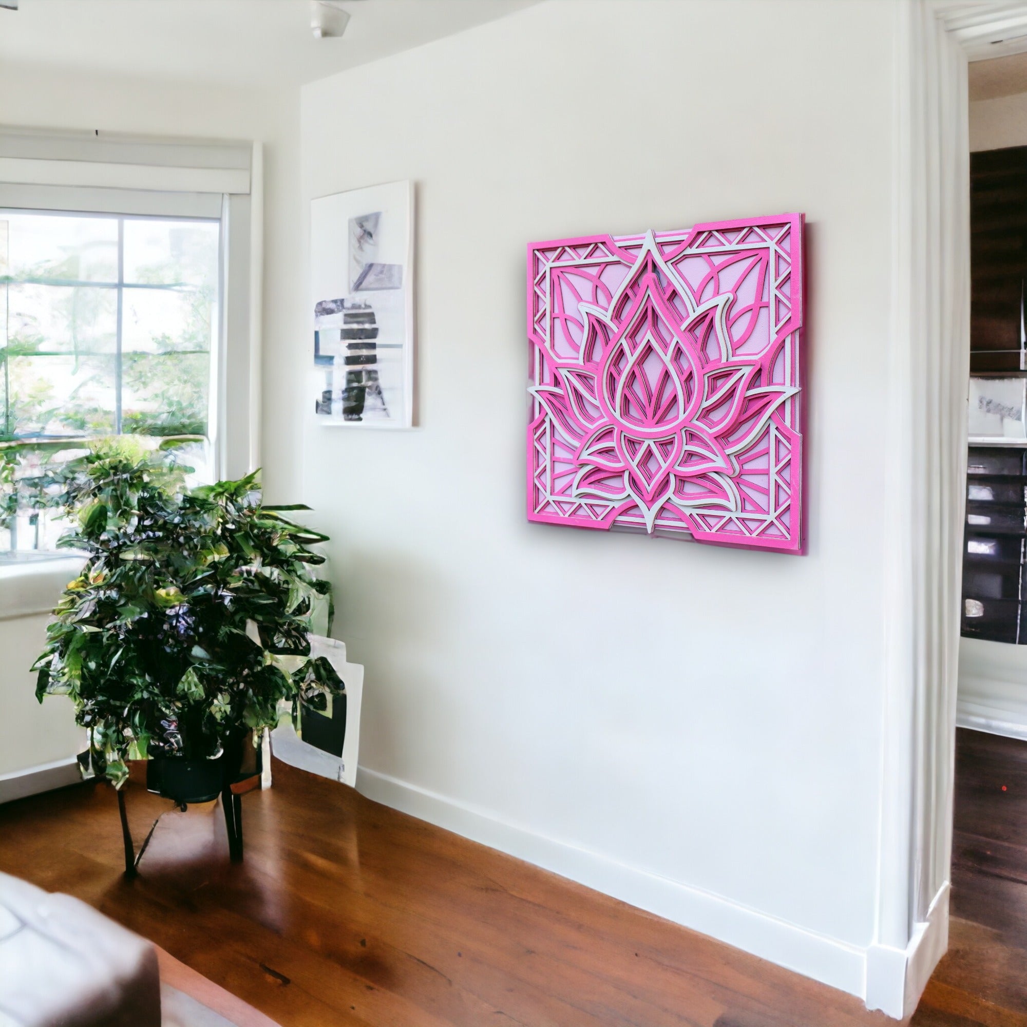 Pink Lotus Mandala Wall Hanging, Peace, Home Decor, Living room, Meditation room