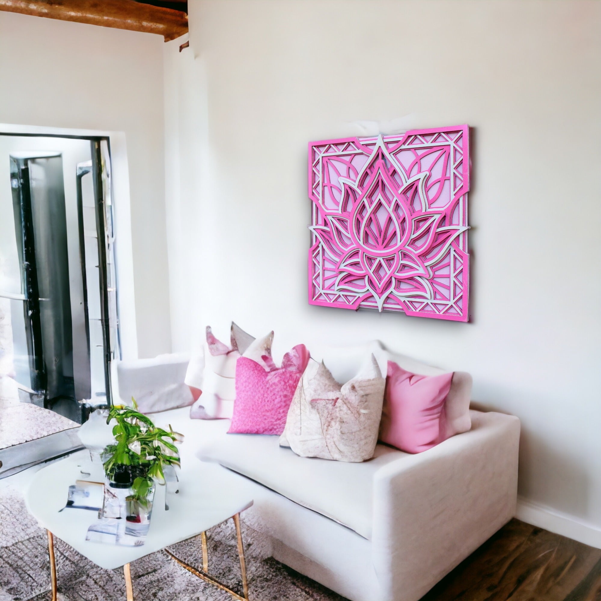 Pink Lotus Mandala Wall Hanging, Peace, Home Decor, Living room, Meditation room