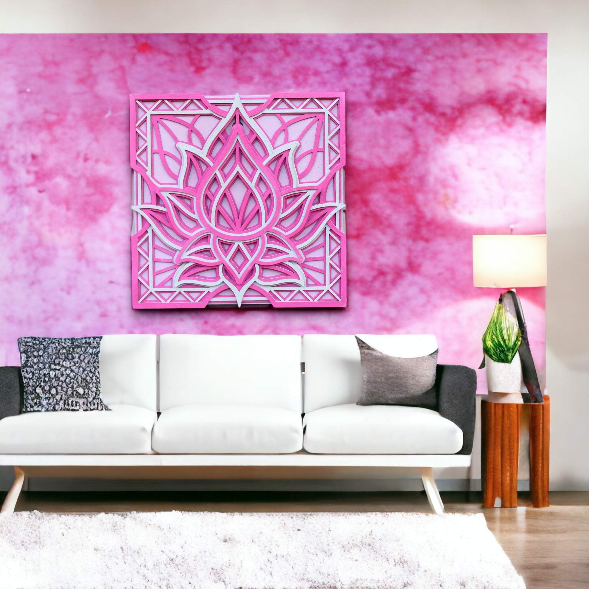 Pink Lotus Mandala Wall Hanging, Peace, Home Decor, Living room, Meditation room