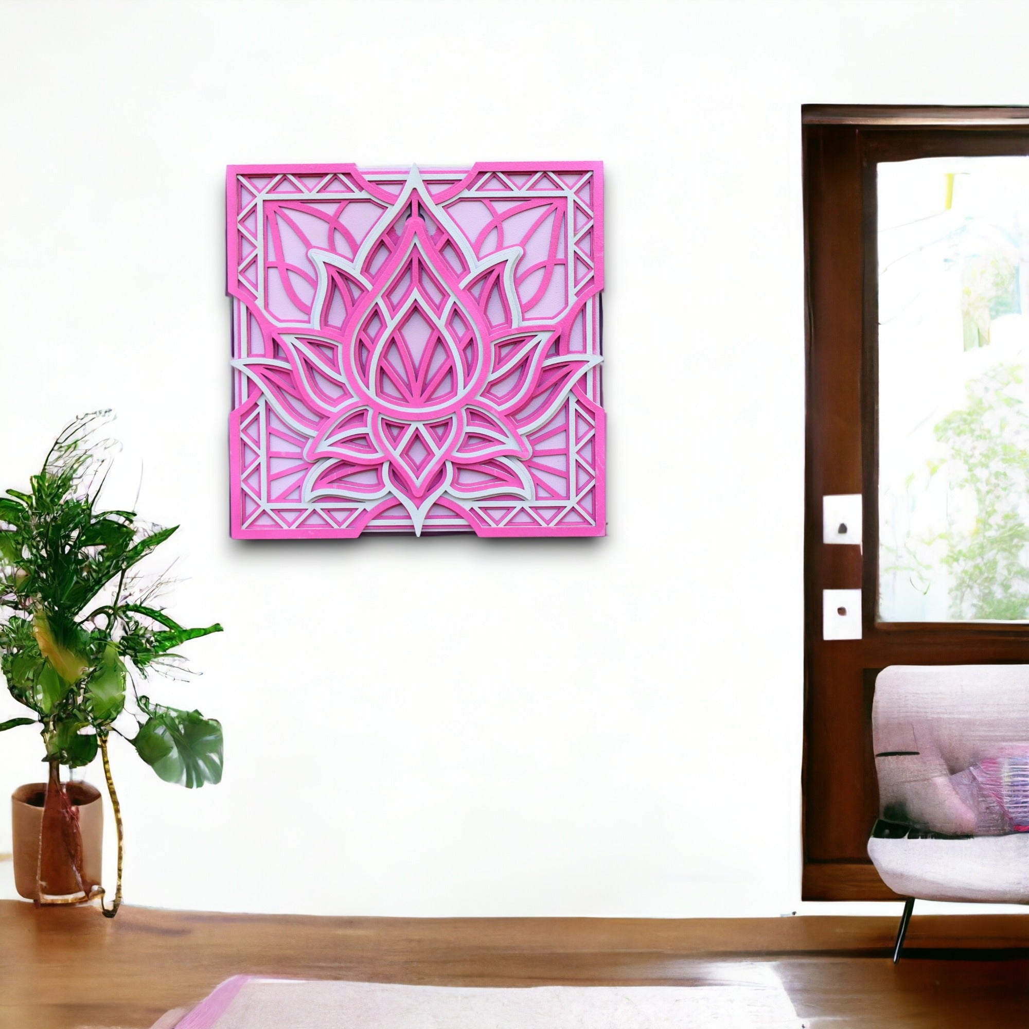 Pink Lotus Mandala Wall Hanging, Peace, Home Decor, Living room, Meditation room