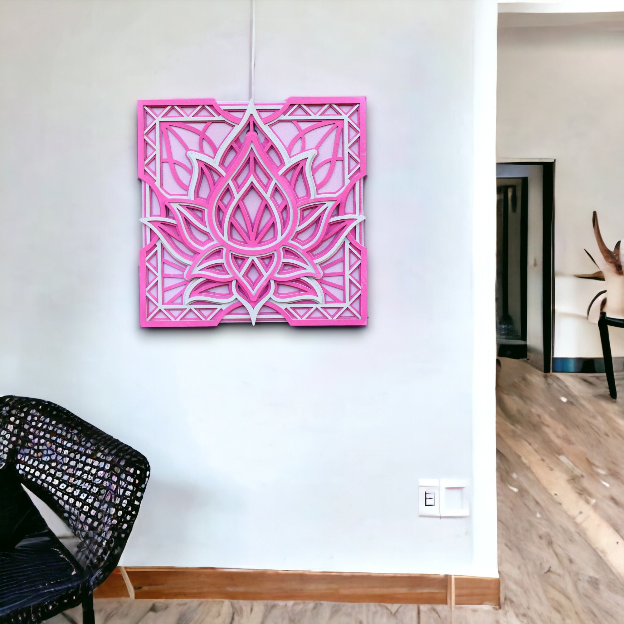 Pink Lotus Mandala Wall Hanging, Peace, Home Decor, Living room, Meditation room