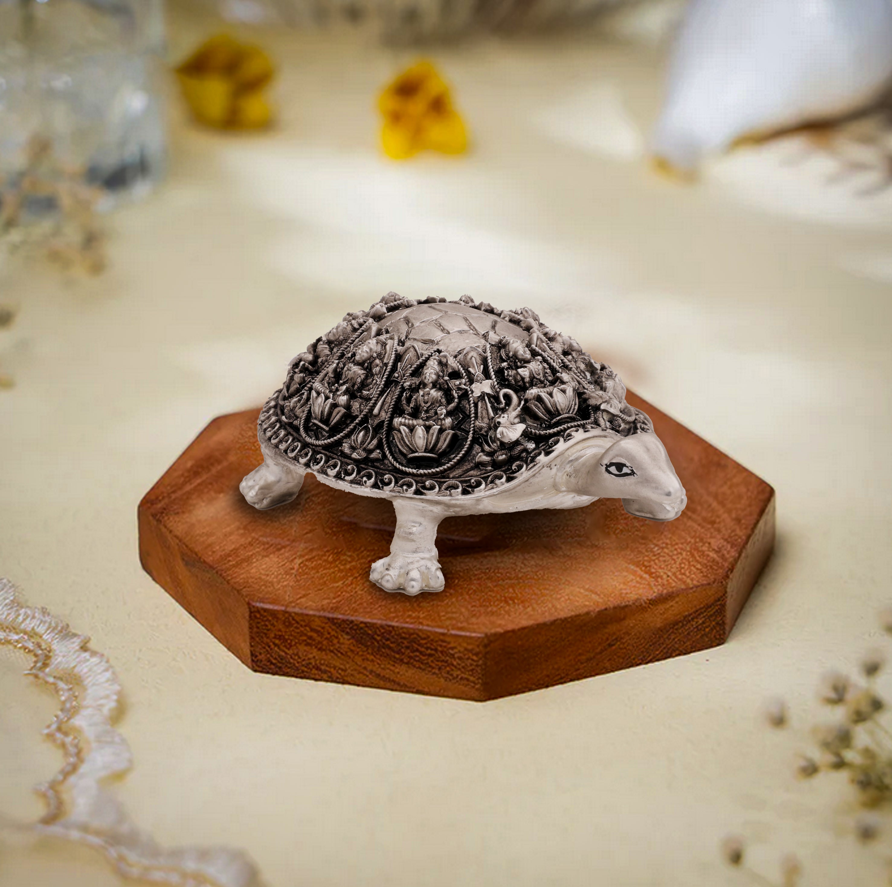 Ashtalakshmi Tortoise Idol – Brass Finish, 24 Carat Gold & Silver Electroplated | Makerz & Marvelz