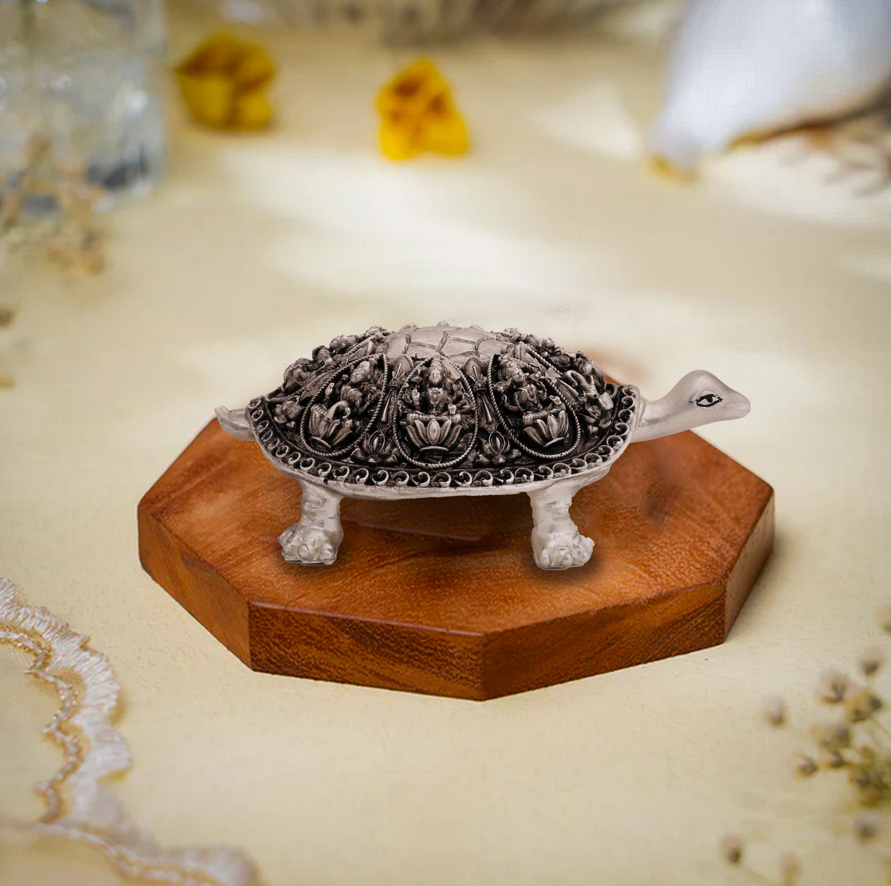 Ashtalakshmi Tortoise Idol – Brass Finish, 24 Carat Gold & Silver Electroplated | Makerz & Marvelz